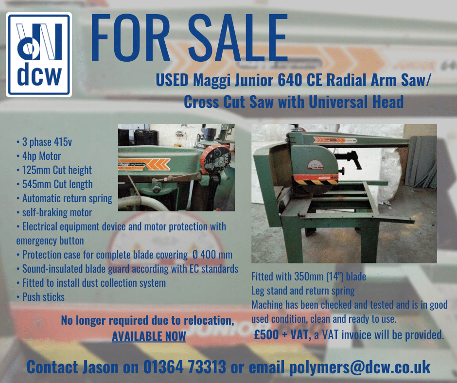 Used equipment for sale - Description and image of Maggi Junior 640 CE Radial Arm Saw/Cross Cut Saw with Universal Head