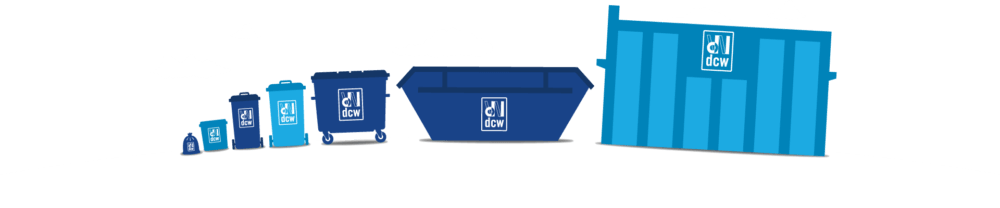 different waste container sizes logo