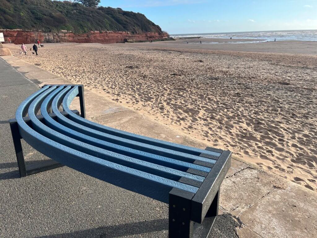 Curved bench at the beach